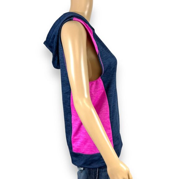 Under Armour Womens Hoodie Sleeveless Loose Fit Pullover Lightweight Blue Pink - Picture 6 of 9